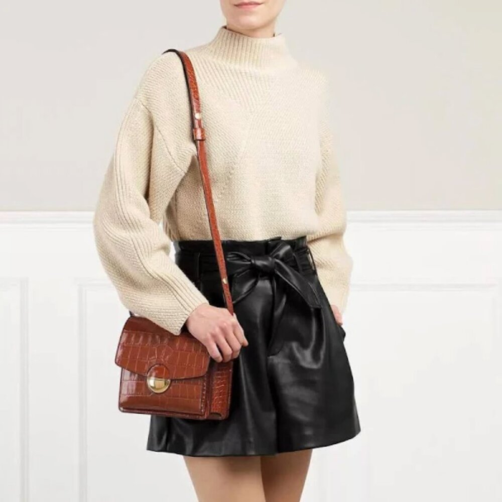 NWT Proenza Schouler $1830 Croc Crocodile Embossed Dia Day Bag Chestnut Leather